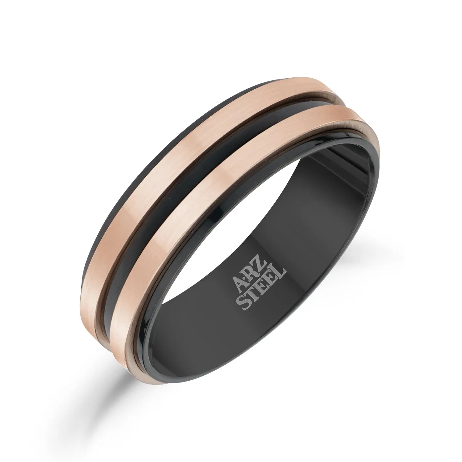7mm Rose Gold & Black Band