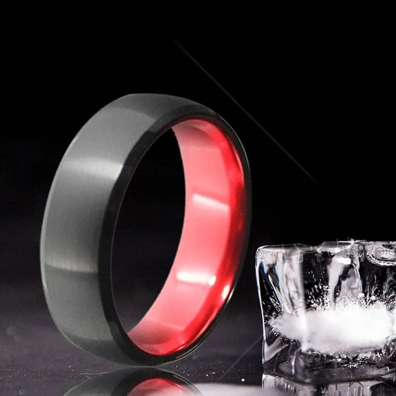 8mm Solid Red Brushed Dome Tungsten Carbide Men's Wedding Band