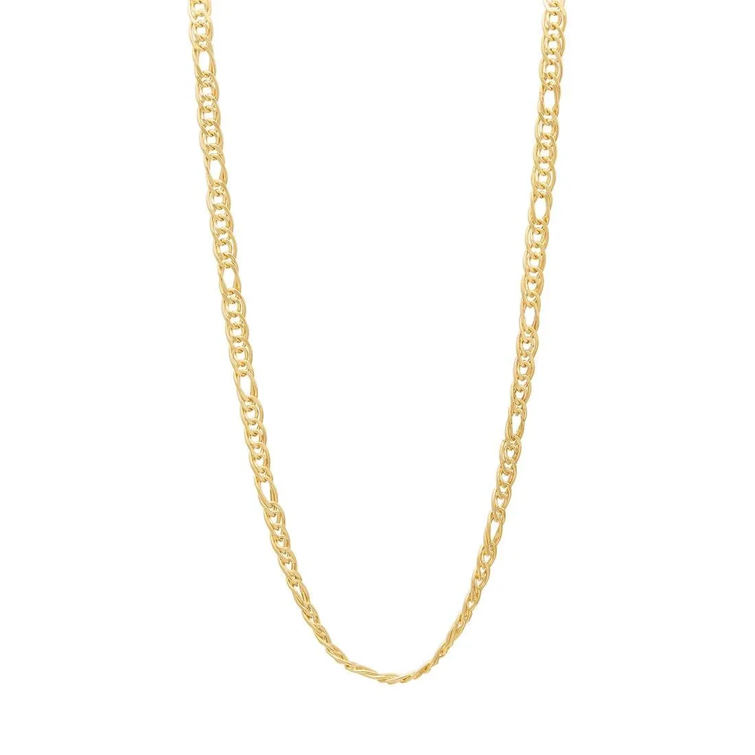 9ct Yellow Gold Fancy Double 1/3 Figaro Chain Necklace 45cm