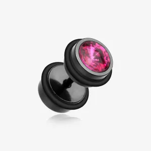 A Pair of Blackline Pointy Crystalline Faux Gauge Plug Earring