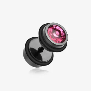 A Pair of Blackline Pointy Crystalline Faux Gauge Plug Earring