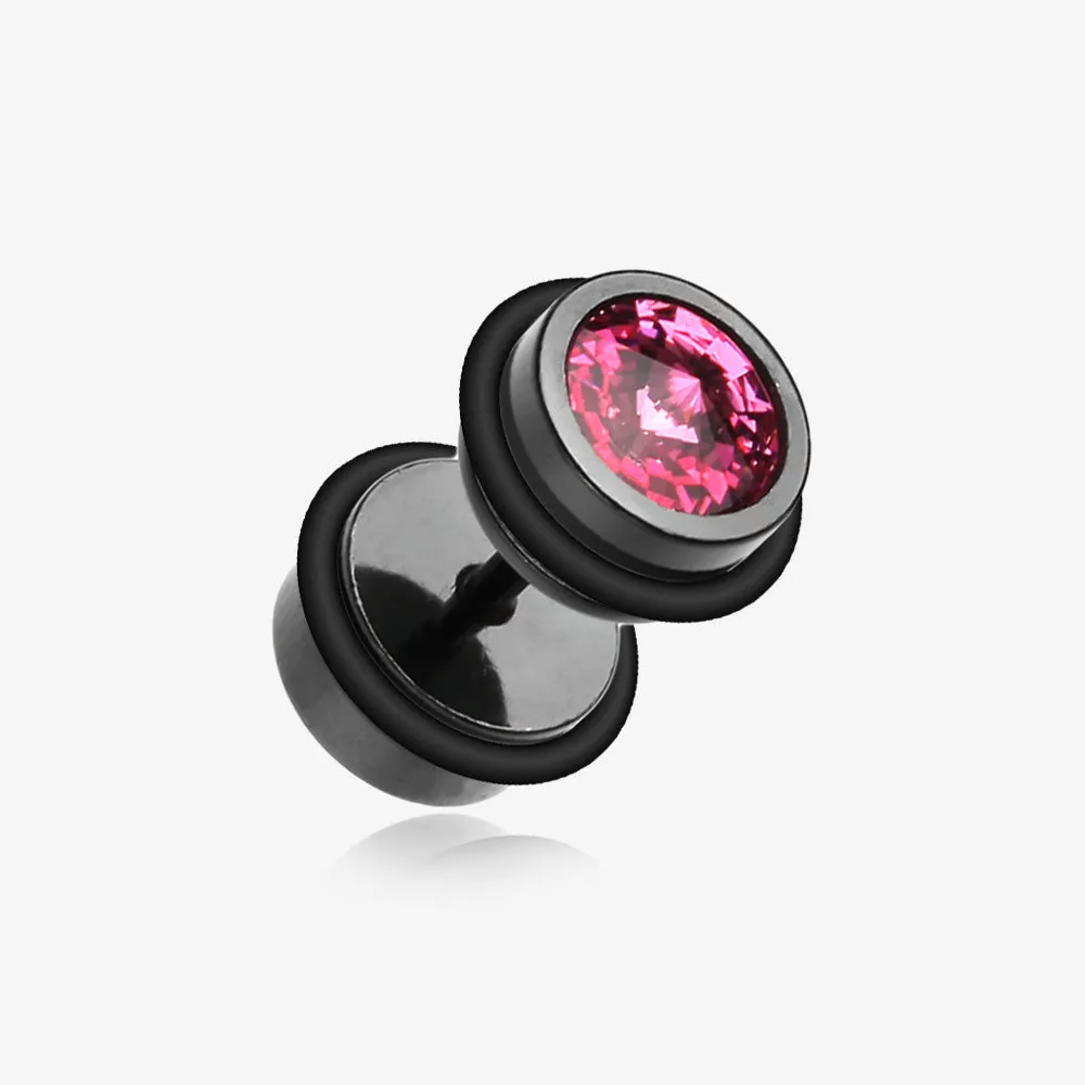 A Pair of Blackline Pointy Crystalline Faux Gauge Plug Earring