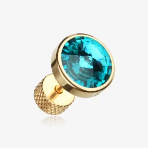 A Pair of Golden Pointy Faceted Crystal Fake Plug Earring