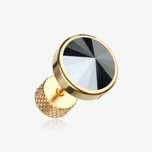 A Pair of Golden Pointy Faceted Crystal Fake Plug Earring