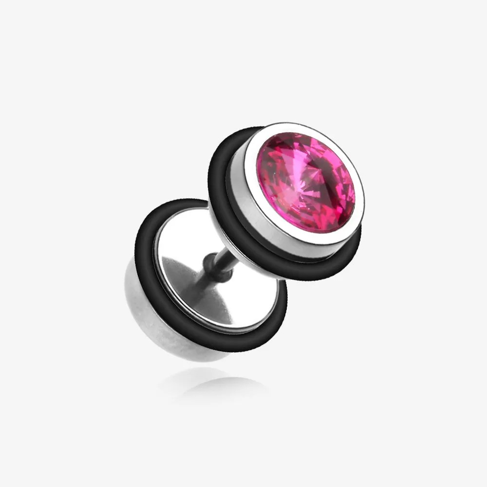 A Pair of Pointy Crystalline Faux Gauge Plug Earring