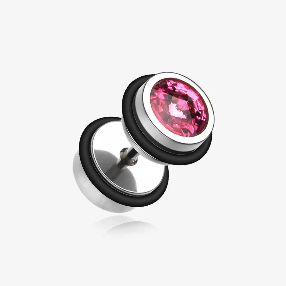 A Pair of Pointy Crystalline Faux Gauge Plug Earring