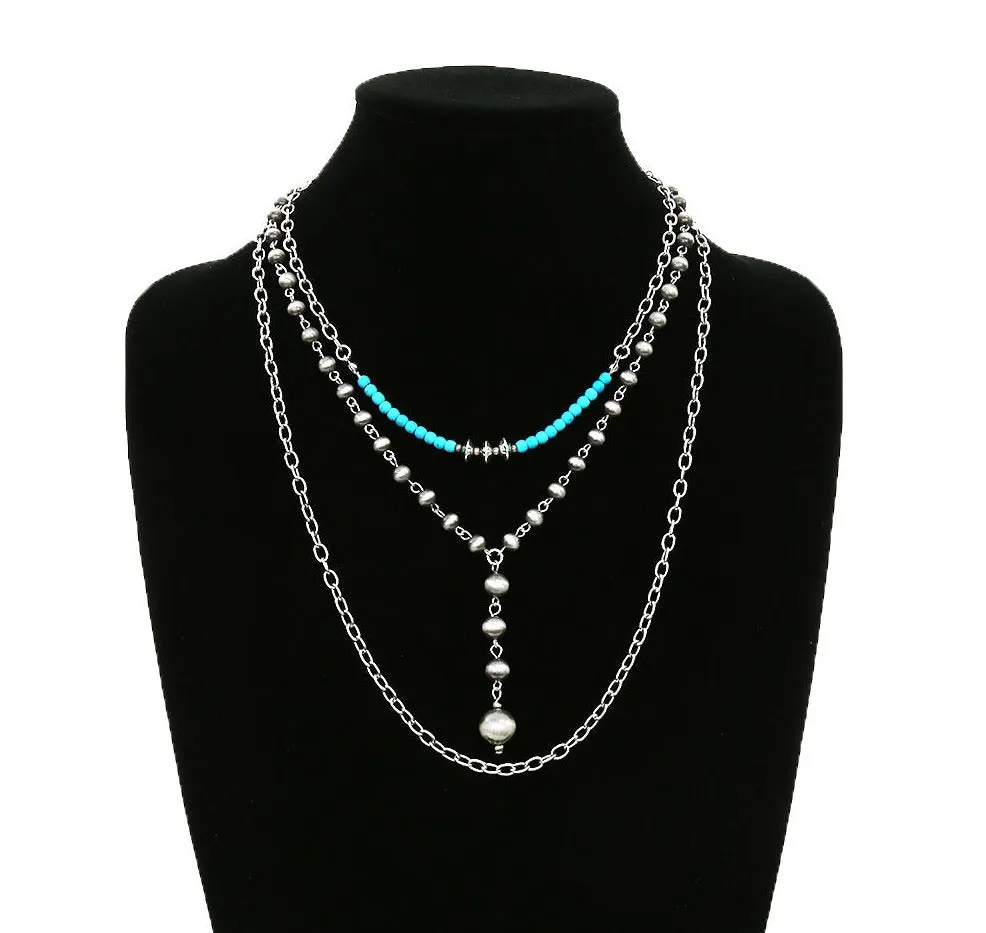 Alachua Y Navajo Chain & Bead Triple Strand Necklace Set