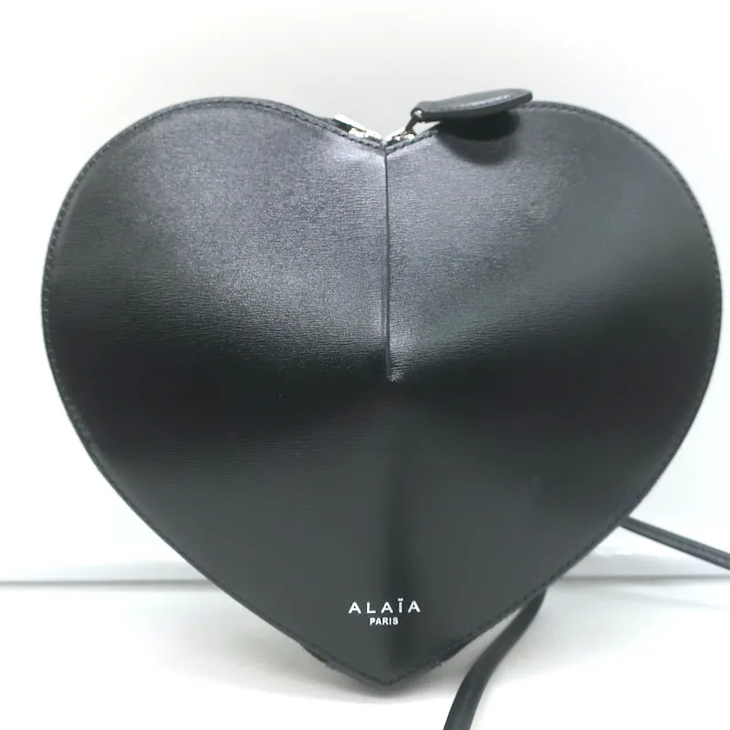 Alaia Le Coeur Small Heart Crossbody Bag Black Leather NEW