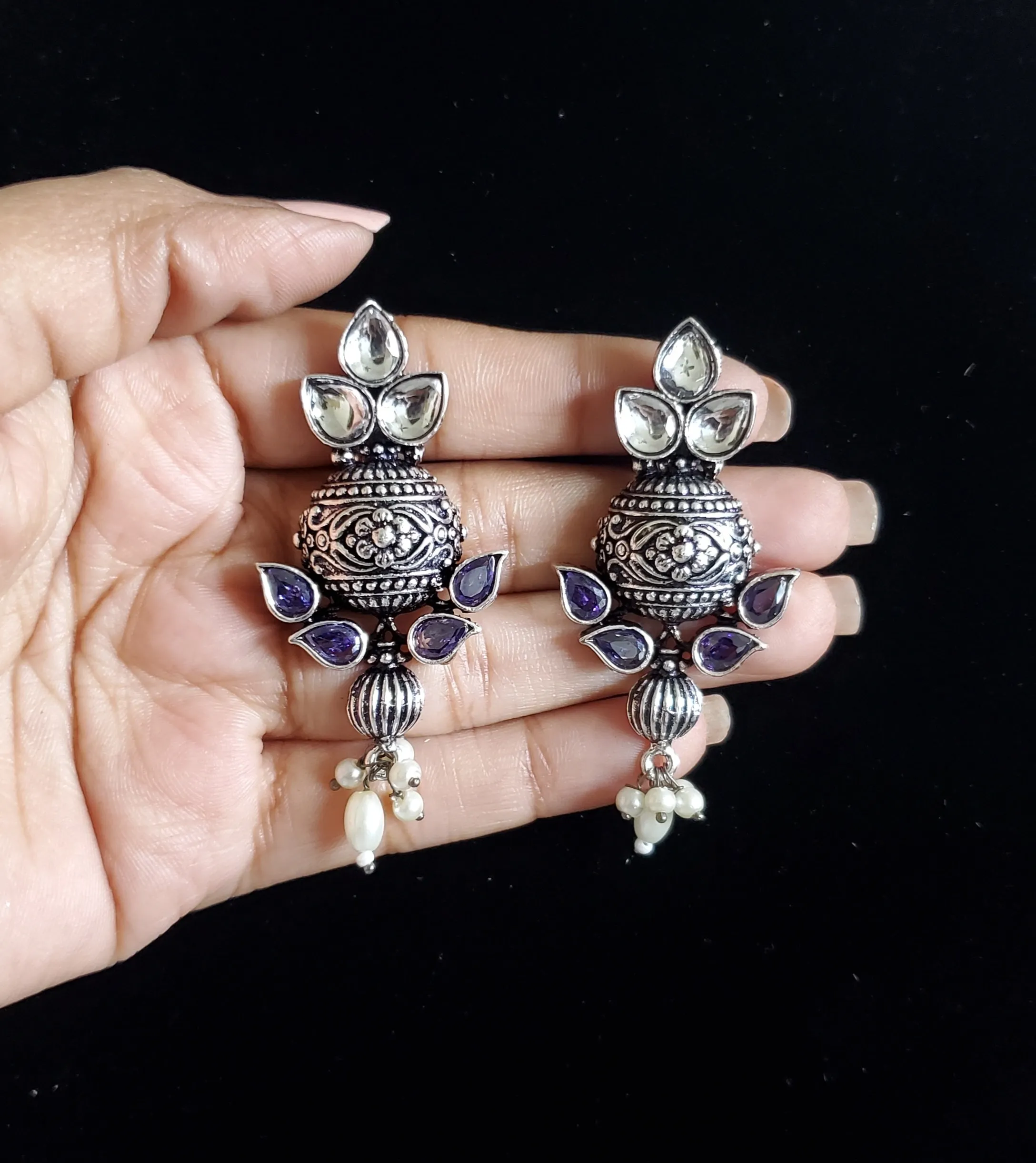 Anusha M Indo Western Trendy Earring With Oxidised Plating