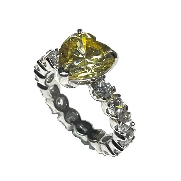 AP Coral Hollywood ring Diva Style Silver 925 Finish Rhodium Quartz Fancy Cubic ZirConia AN343LG