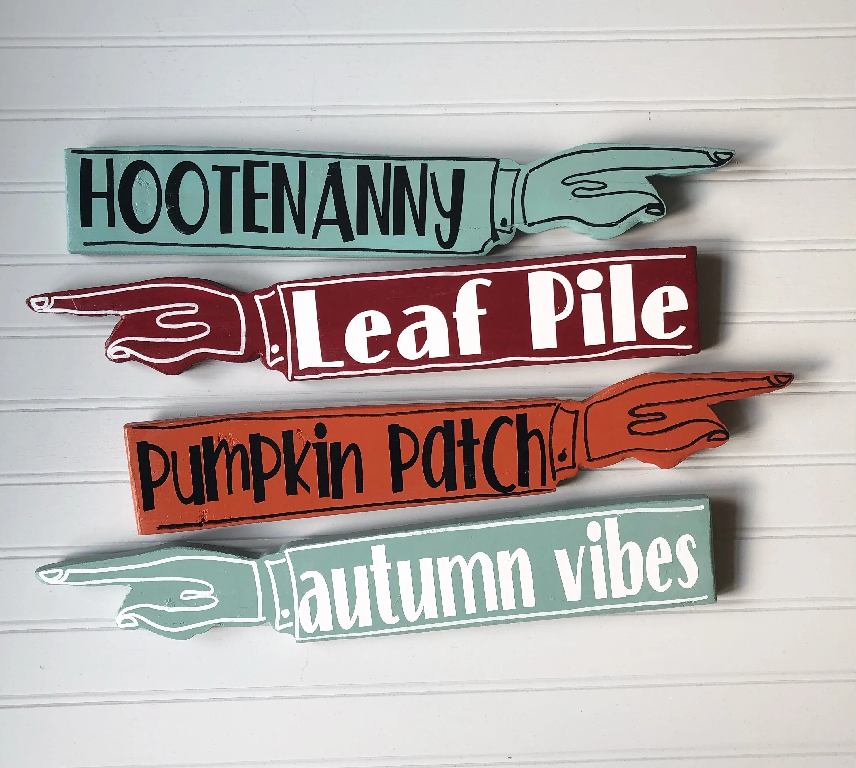 autumn collection - wooden pointy finger signs