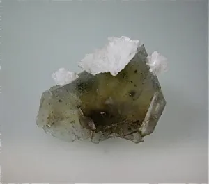Barite on Fluorite, Rosiclare Level, attr: Minerva #1 Mine, Ozark-Mahoning Company, Cave-in-Rock District, Southern Illinois Miniature 4 x 4 x 5.5 cm $65. Online 5/10 SOLD