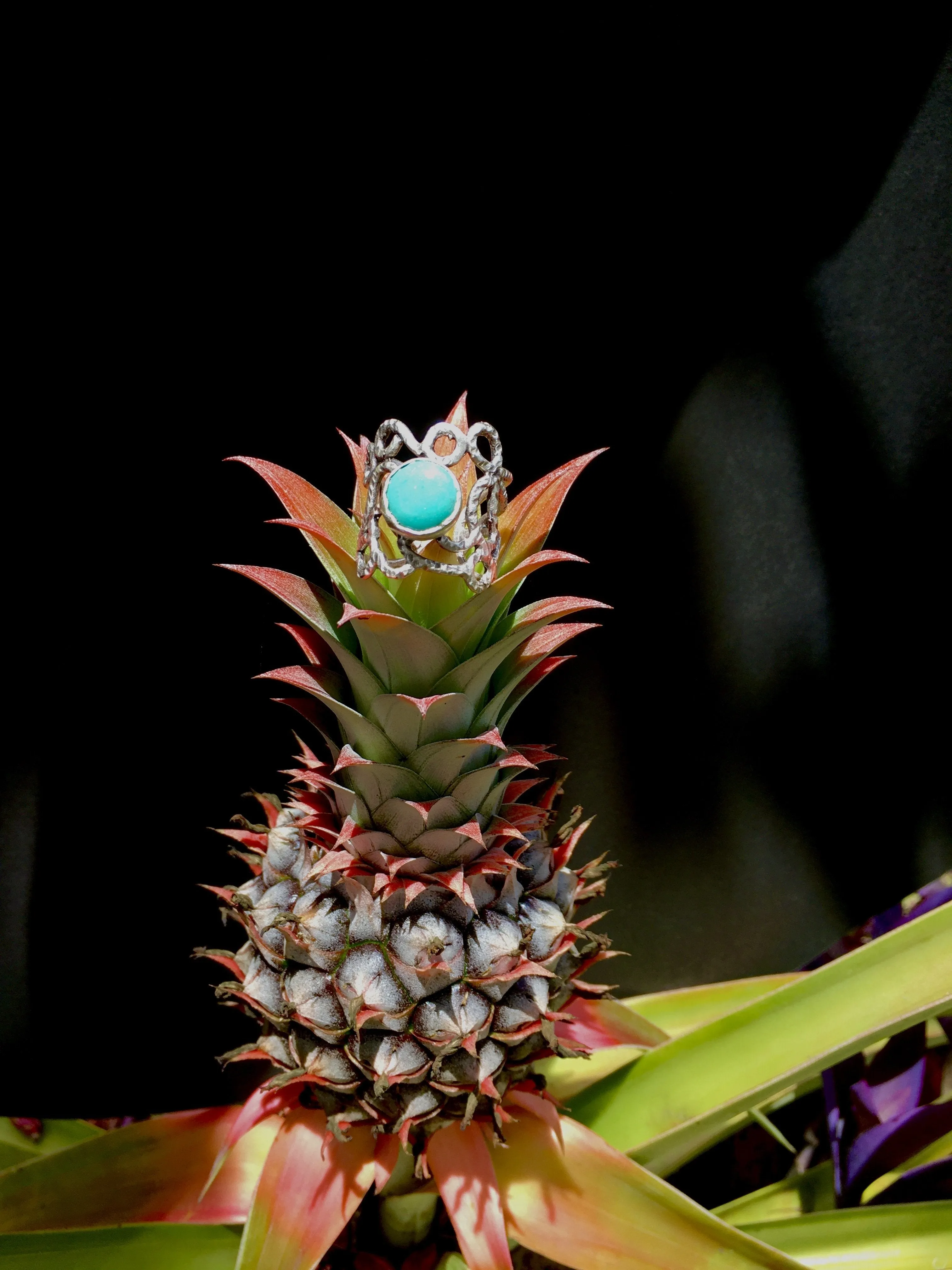 BDV SILVER AND TURQUOISE ELABORATE RING