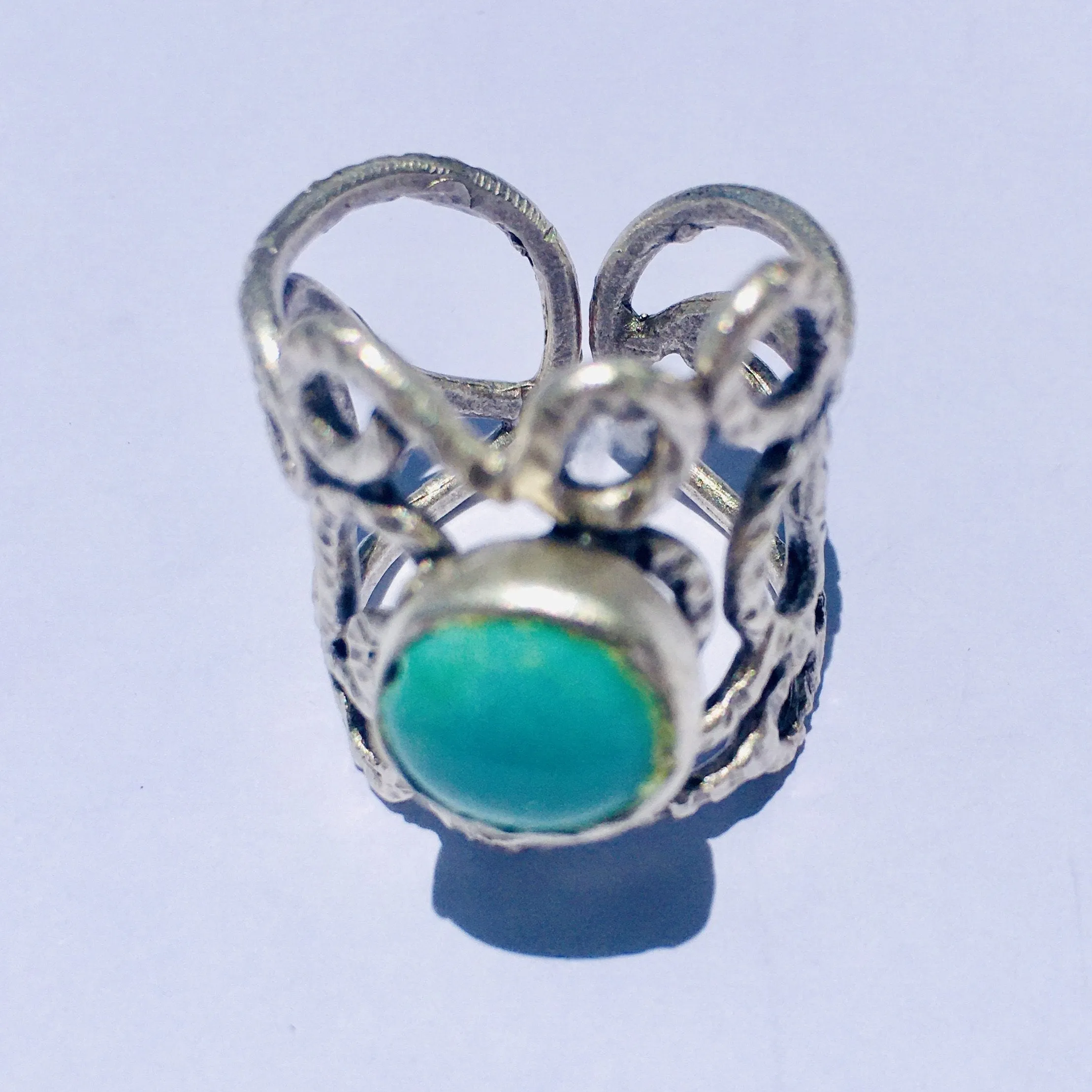 BDV SILVER AND TURQUOISE ELABORATE RING