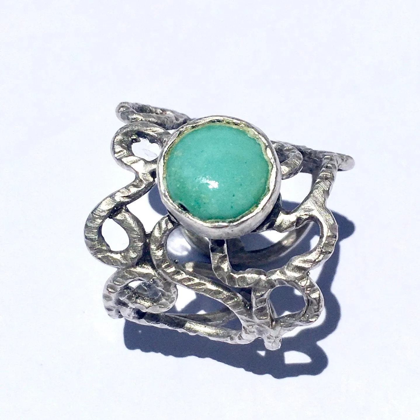 BDV SILVER AND TURQUOISE ELABORATE RING