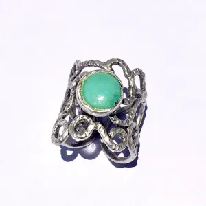 BDV SILVER AND TURQUOISE ELABORATE RING