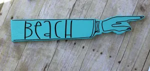 beach wooden pointy sign
