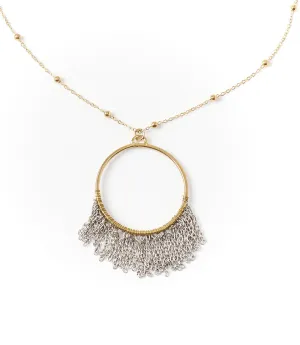 Bhavani Gold Hoop Chain Fringe Drop Necklace