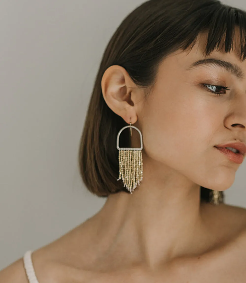 Bhavani Silver Hoop Beaded Drop Earrings