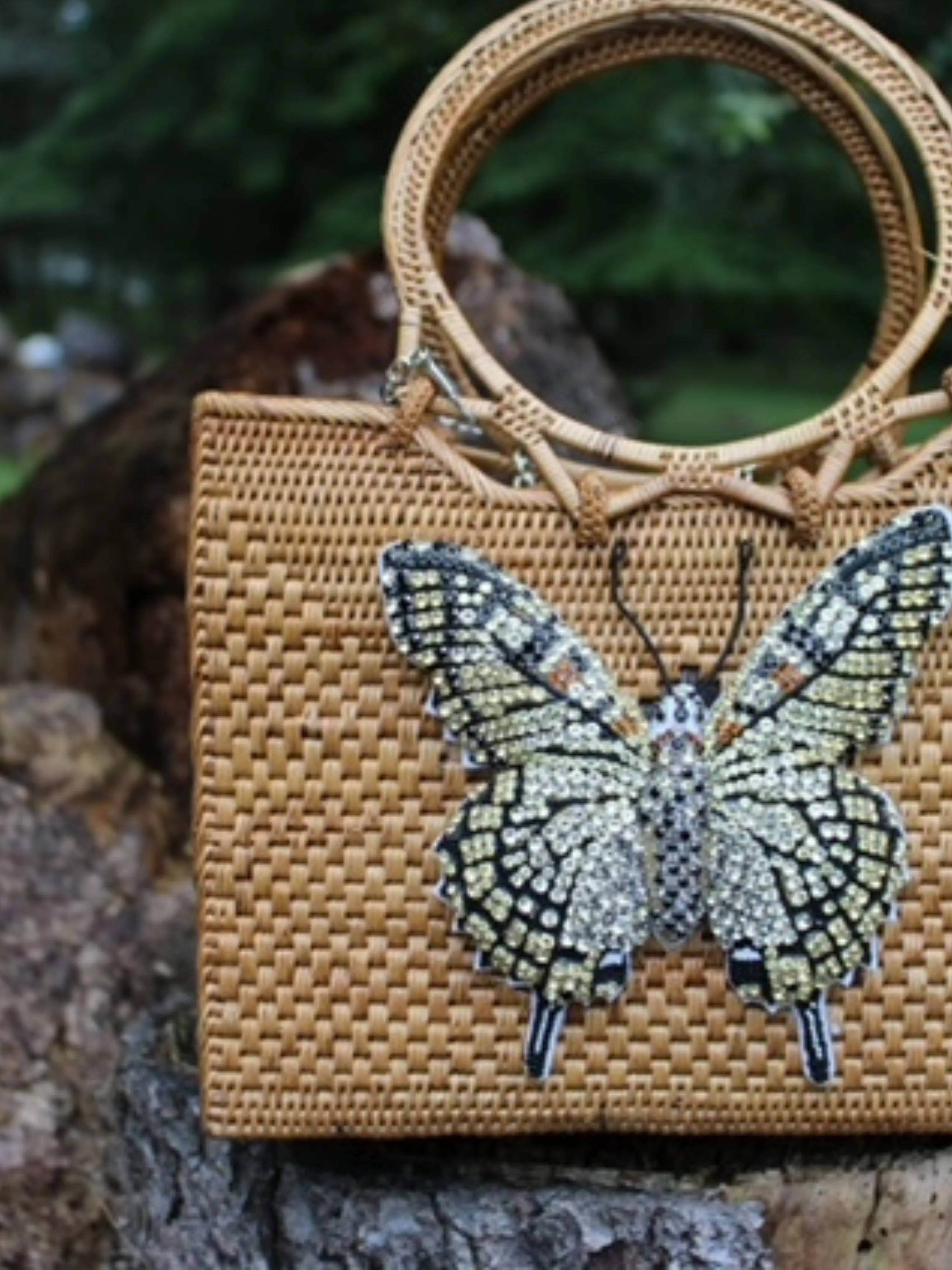 Black and Yellow Butterfly Handbag