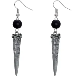 Black Bead Pointy Drop Earrings