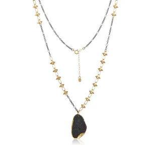 Black Druzy Pendant Necklace