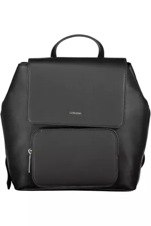 Black Polyester Women Backpack