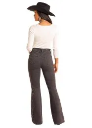 Black Studded High Rise Flare Jean