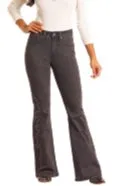 Black Studded High Rise Flare Jean
