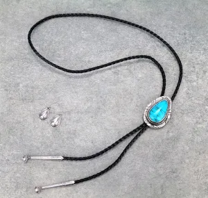 Blaisdell Fashion Leather & Turquoise Teardrop Bolero Necklace