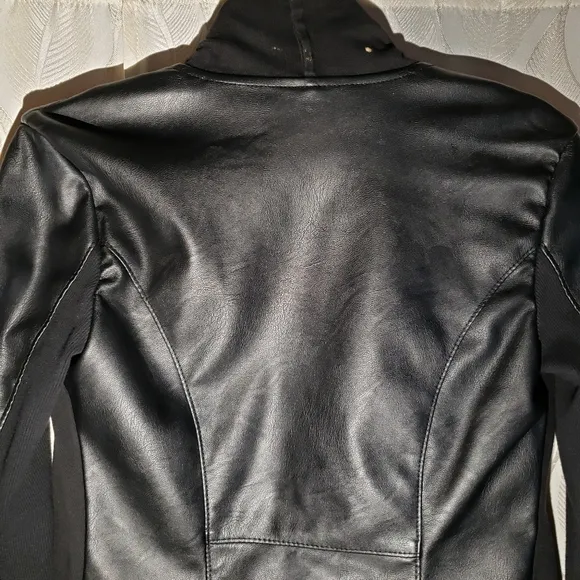 Blank NYC Faux Leather Draped Moto Jacket