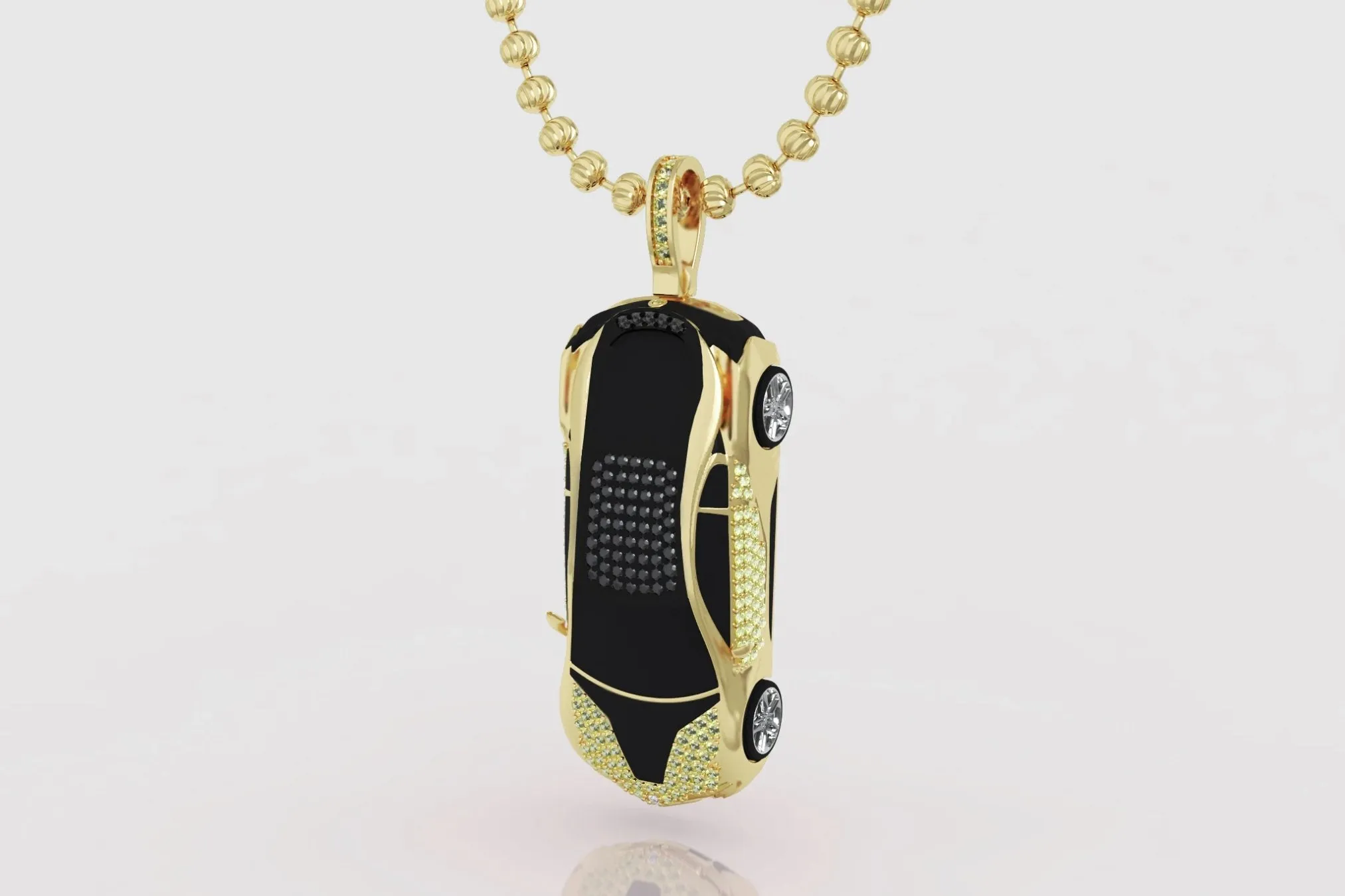 BMW i8 Yellow Gold and Diamond Pendant