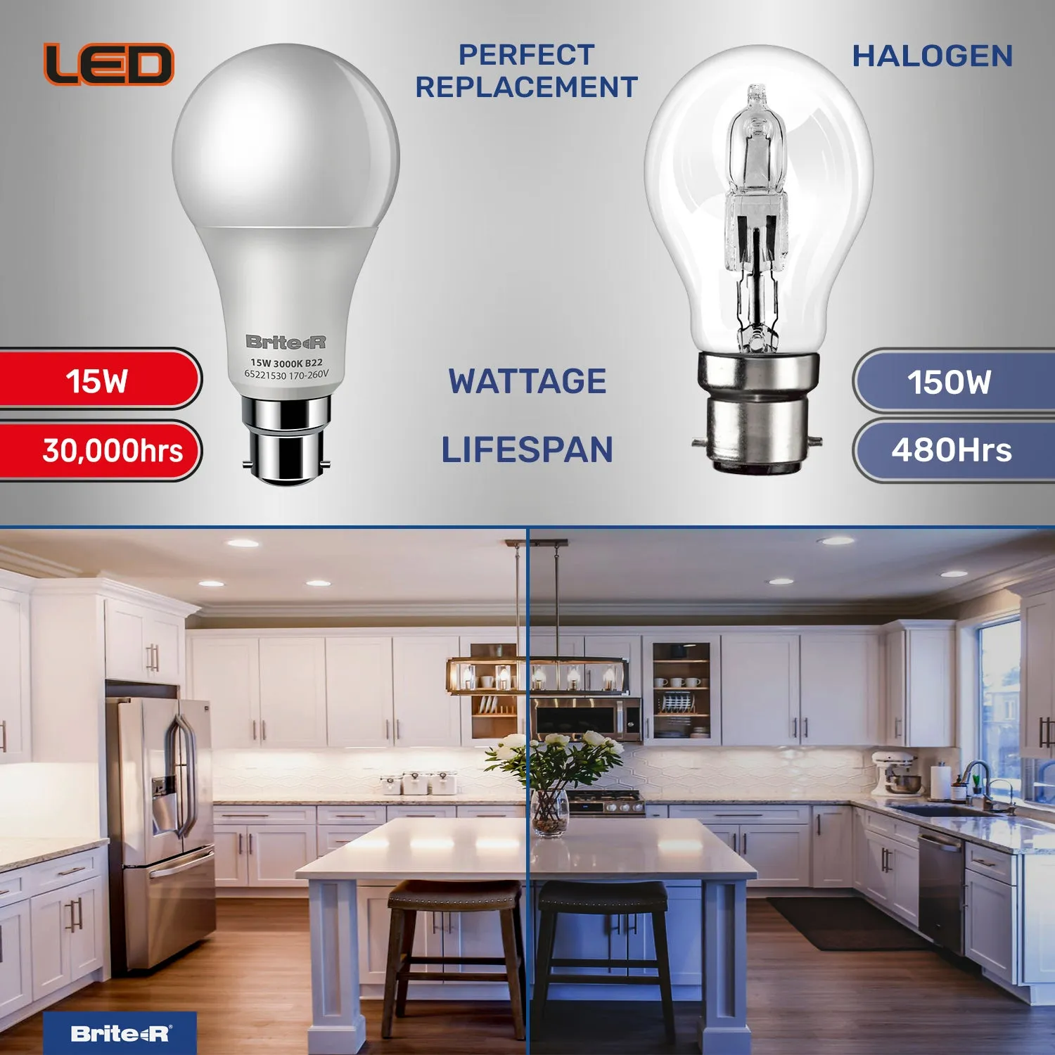 Brite-R 15W B22 BC GLS LED Bulb Warm White 3000K