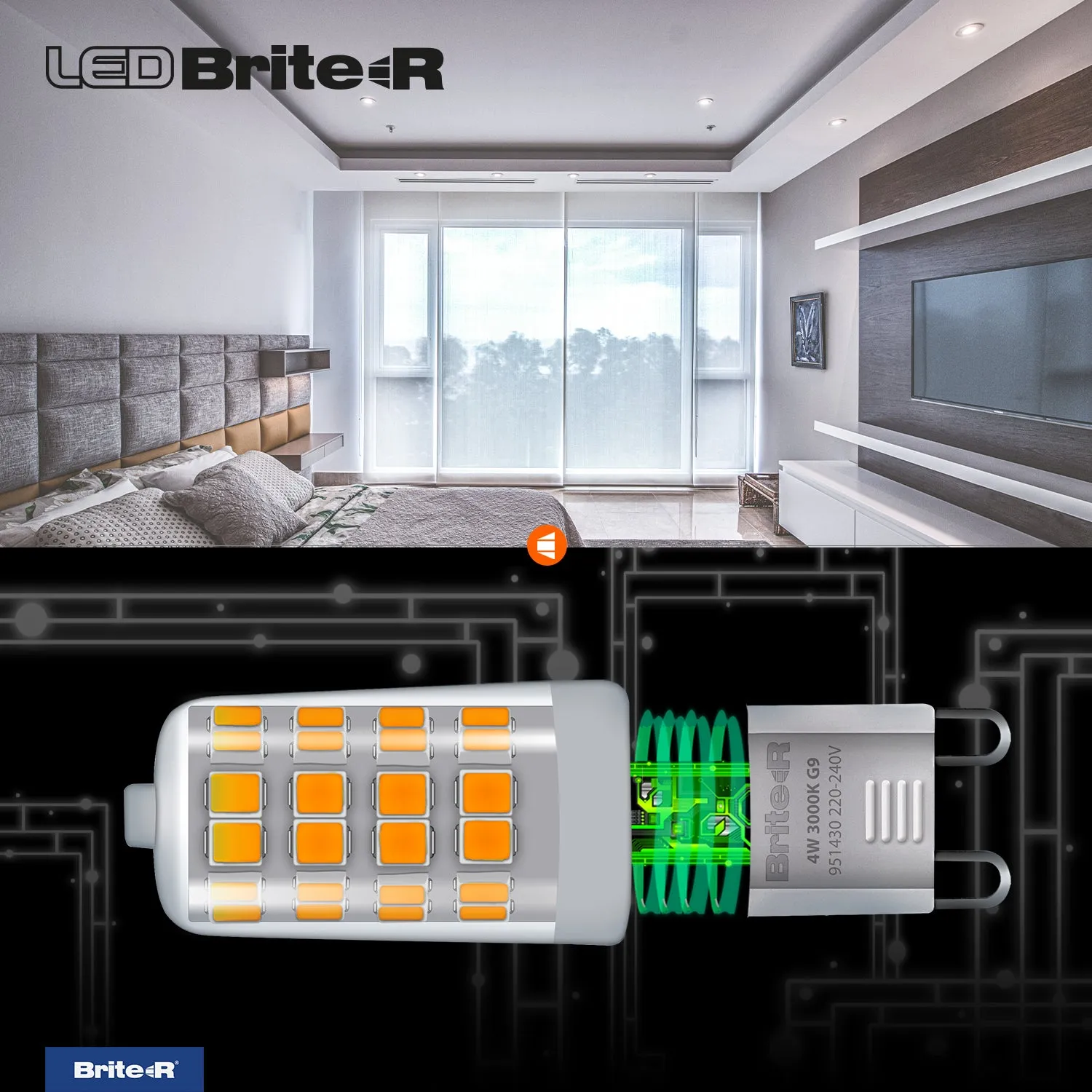 Brite-R 4W G9 LED Bulb Warm White 3000K