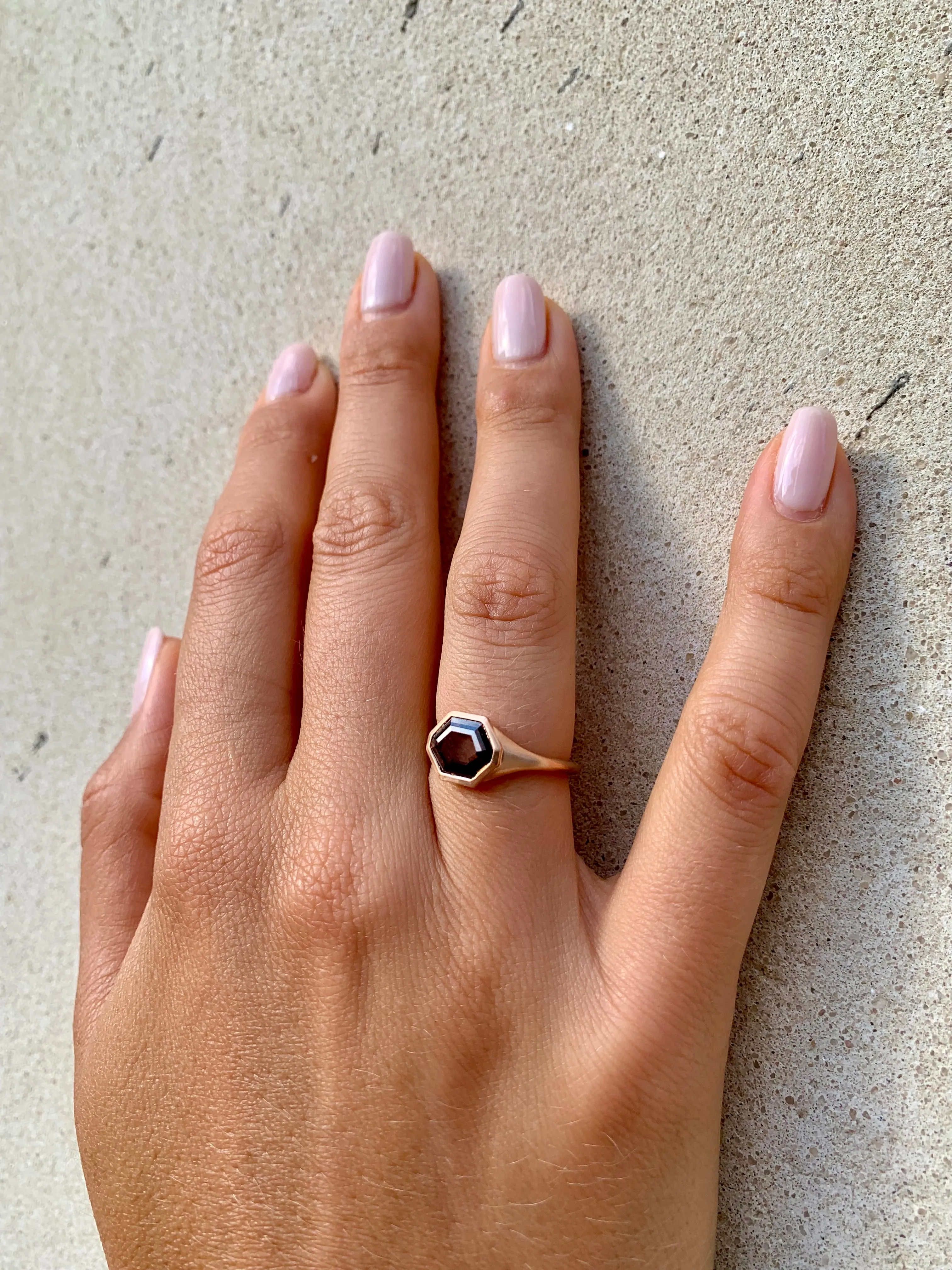 Brown Octagon Fancy Ring
