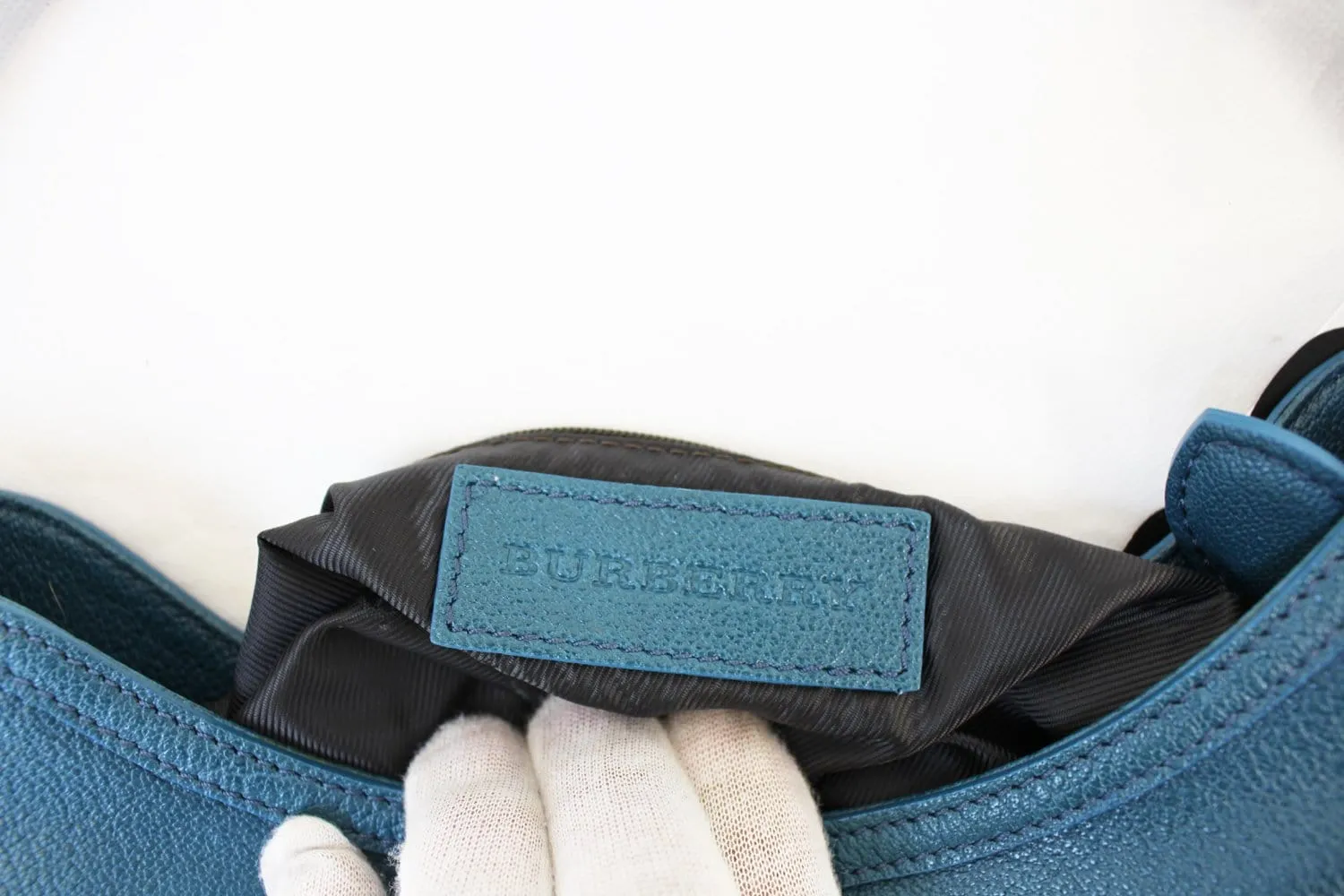 BURBERRY Hernville Leather Teal Small Hobo Bag - Sale