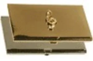 BUSINESS CARD HOLDER G CLEF SILVER RHINESTONE