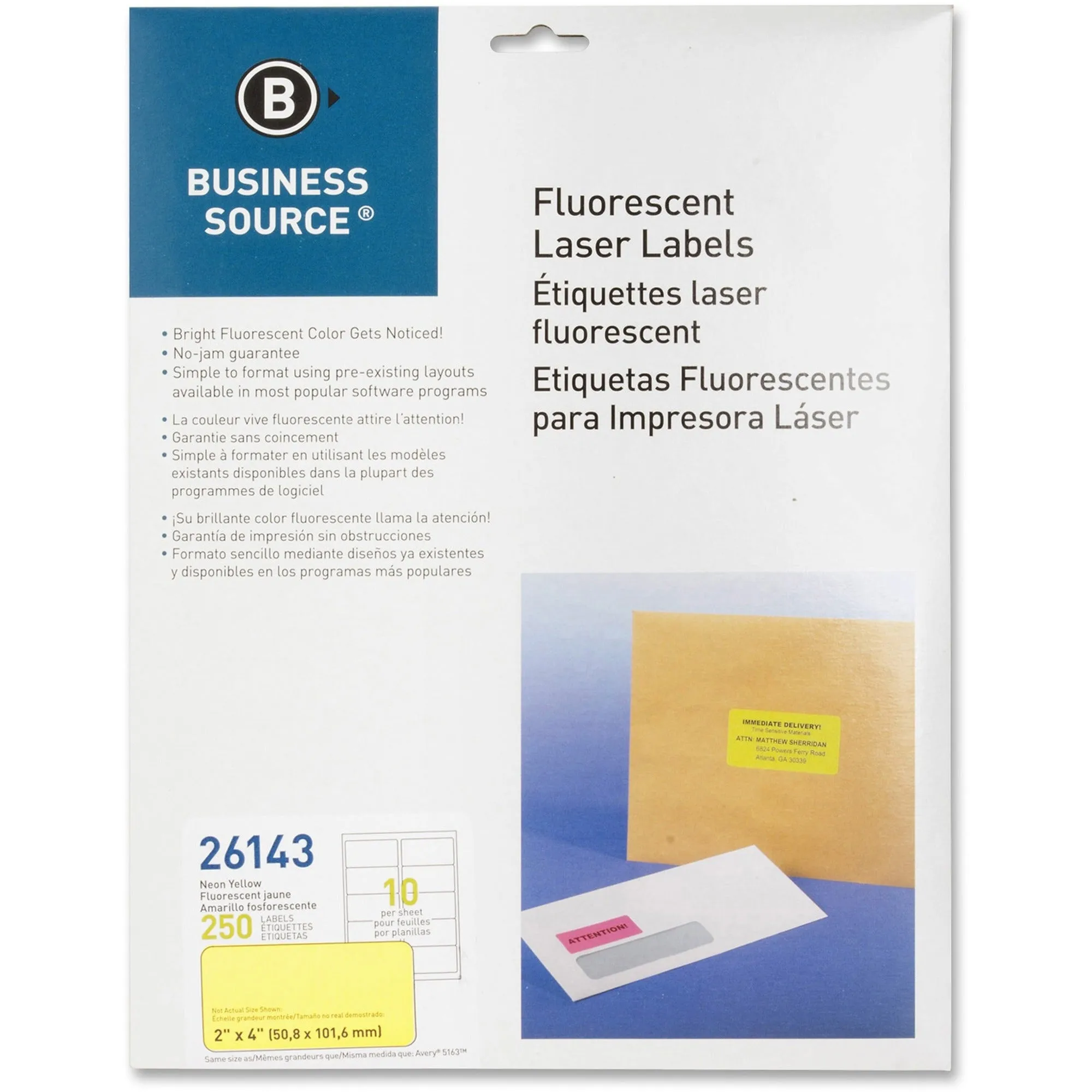 Business Source 2" Fluorescent Color Laser Labels