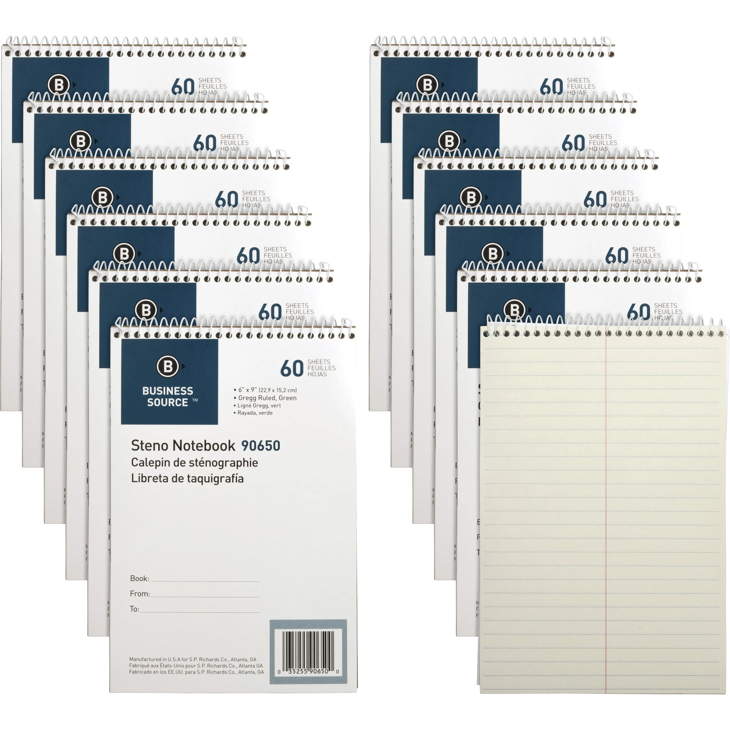 Business Source Green Tint Steno Notebook