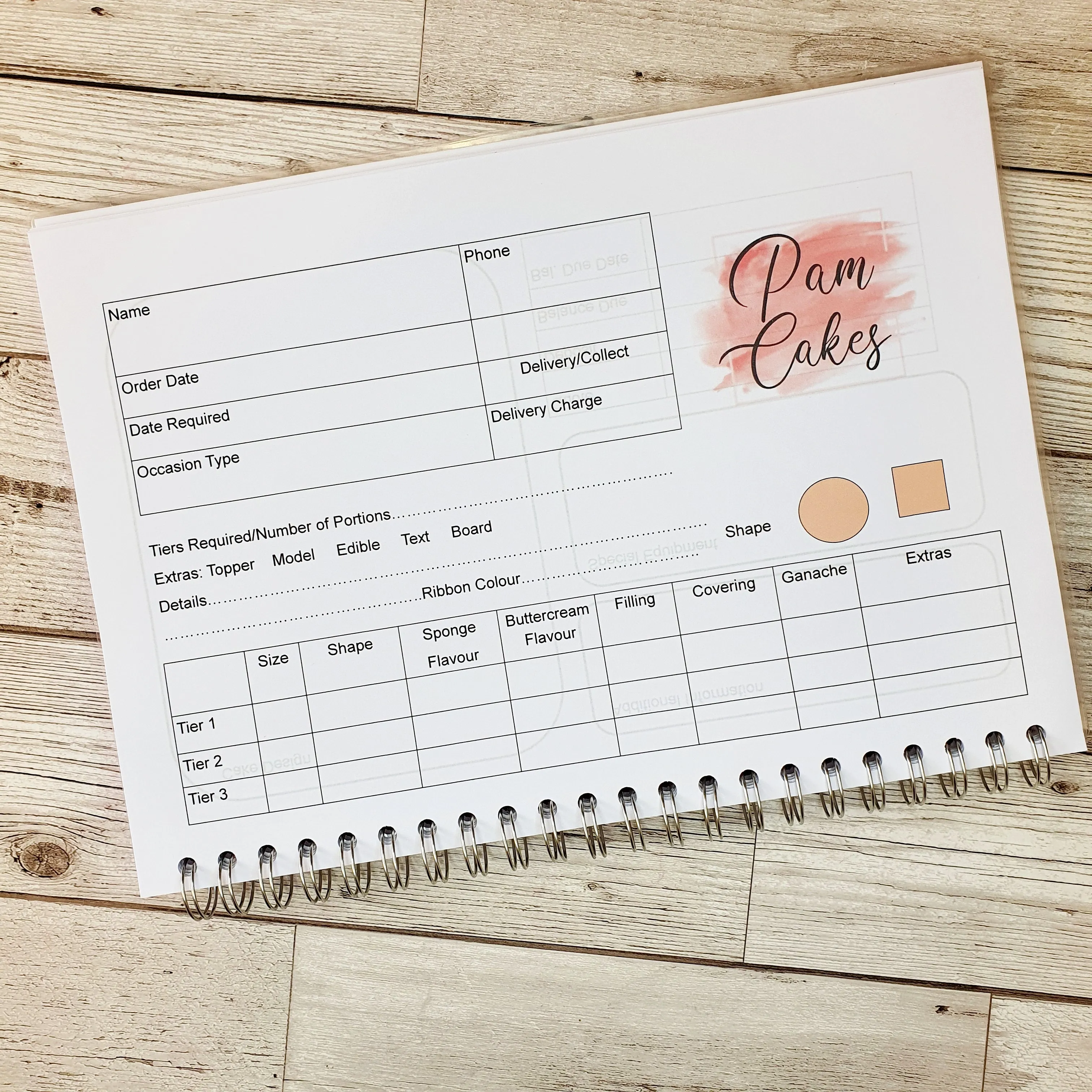 Cake Maker Order Book - A4 Spiral Bound with laminated covers&