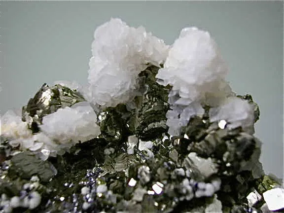 Calcite on Pyrite, Trepca Complex, near Mitrovica, Kosovska Municipality, Kosovo, Mined 2014, Small Cabinet 5.2 x 6.5 x 8.3 cm, $200. Online 4/6/15.