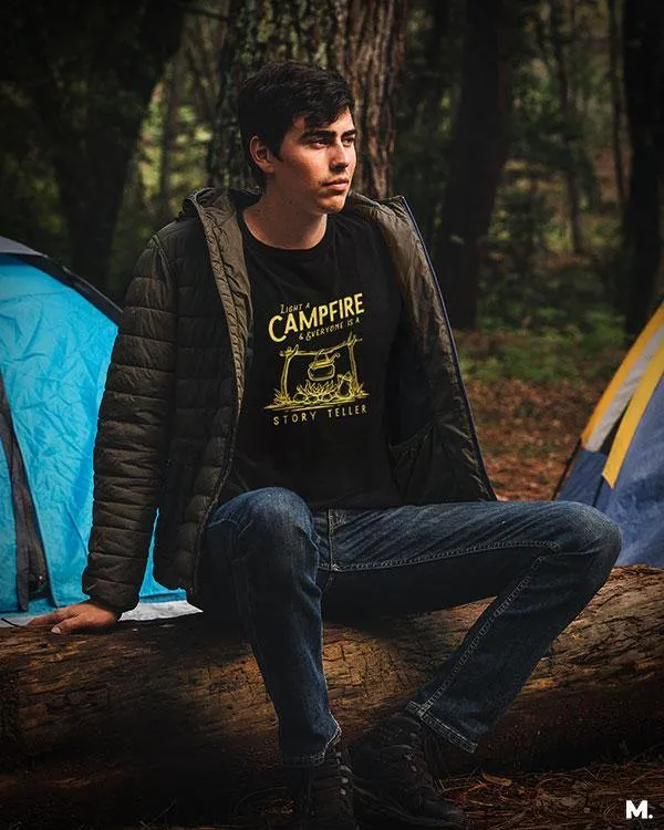 Campfire makes us a storyteller printed t shirts