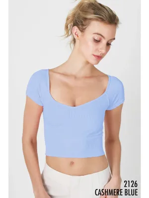 Cap Sleeve Crop Cashmere Blue