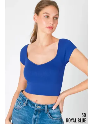 Cap Sleeve Crop Royal Blue