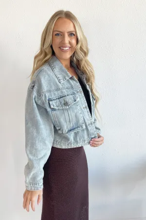 Cargo Pocket Denim Cropped Jacket