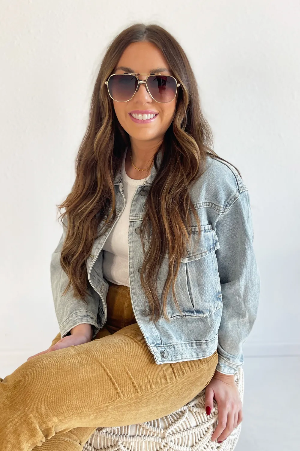 Cargo Pocket Denim Cropped Jacket