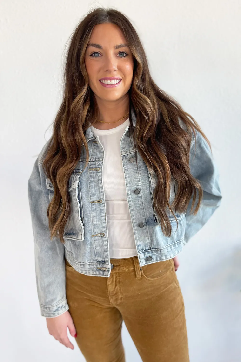 Cargo Pocket Denim Cropped Jacket