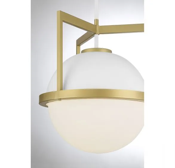 CARLYSLE 1-LIGHT PENDANT, WHITE  W/ WARM BRASS ACCENTS
