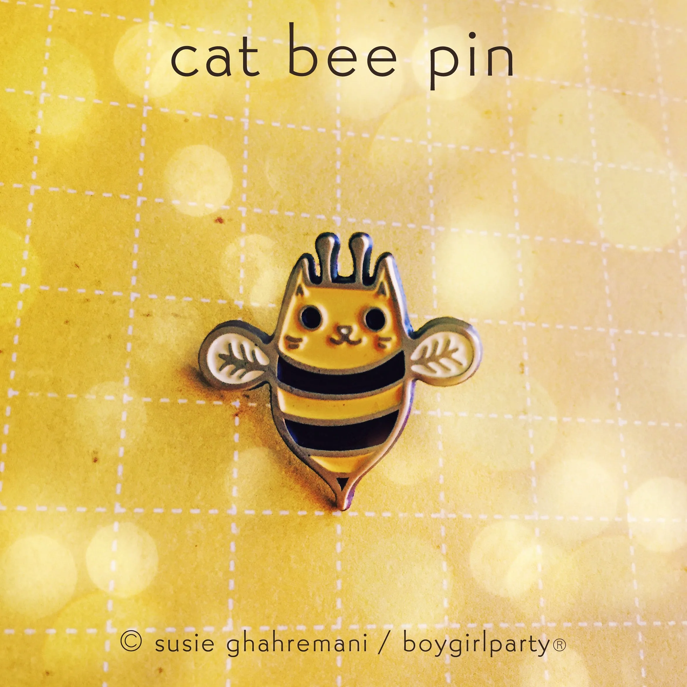 Cat Bee Enamel Pin - Bee Cat Pin - Kawaii cute enamel pin by boygirlparty