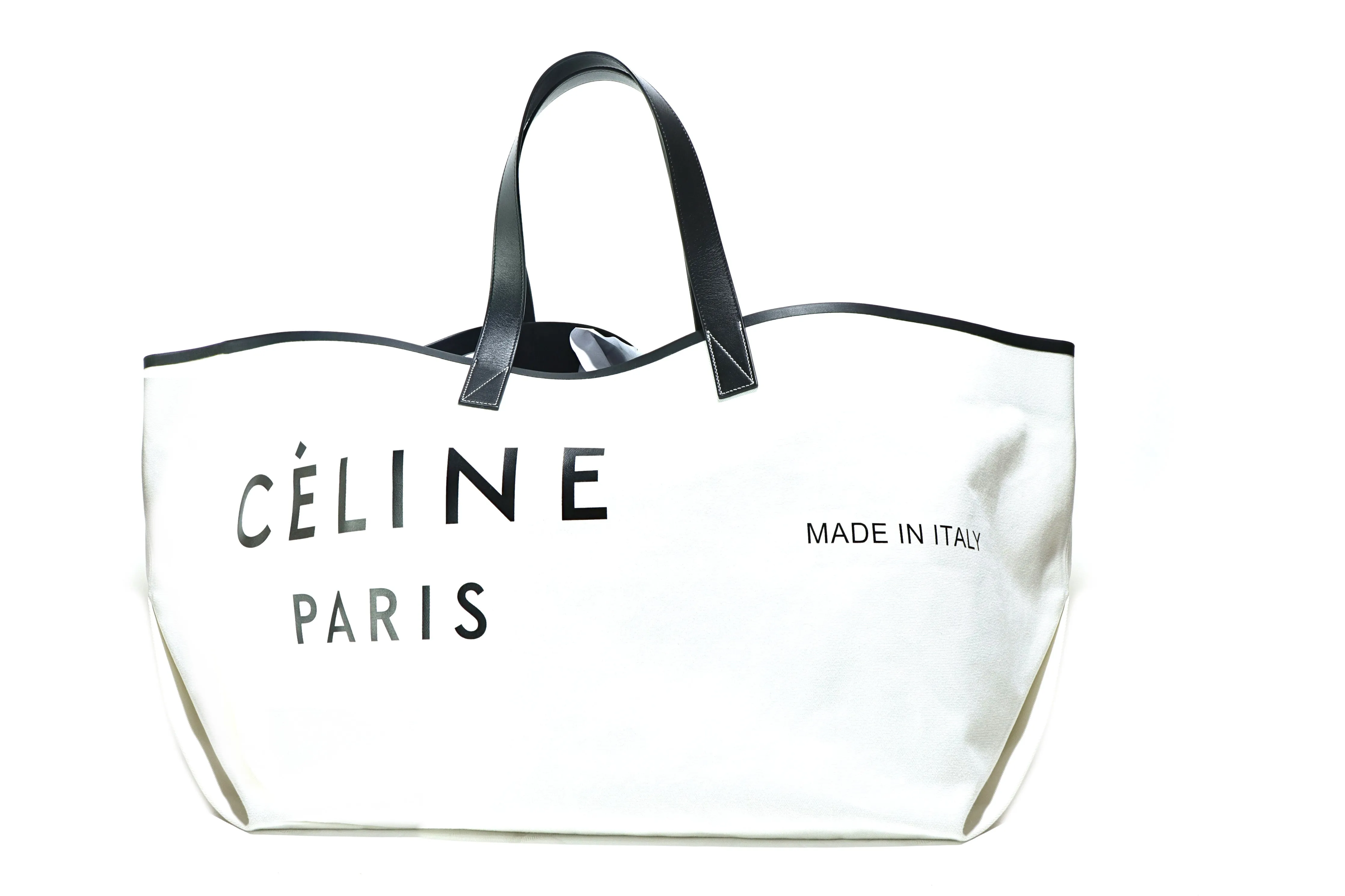 Celine Textile Large Made In Italy Tote White Black